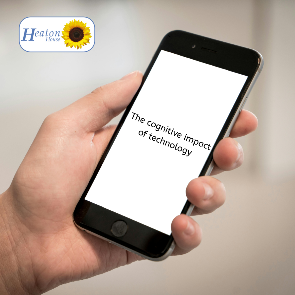 Phone with text about the cognitive impact of digital tools for dementia.